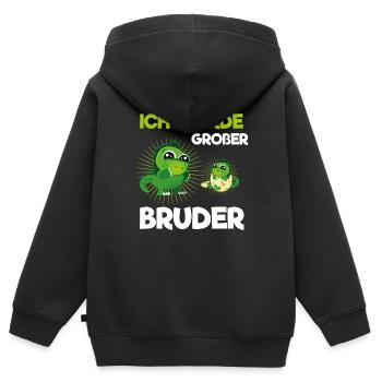 Großer Bruder - Kinder Premium Organic Zip Hoodie - Schwarz - Hinten - AI Model Kid Male (0cm)