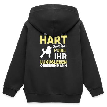 Pudel - Kinder Premium Organic Zip Hoodie - Schwarz - Hinten - AI Model Kid Male (0cm)