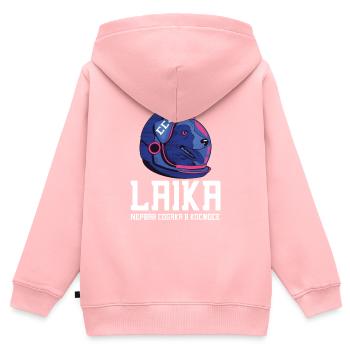 Sputnik Weltraum Design - Kinder Premium Organic Zip Hoodie - Rosa - Hinten - AI Model Kid Female (0cm)