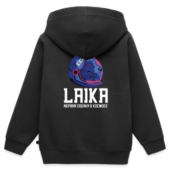 Sputnik Weltraum Design - Kinder Premium Organic Zip Hoodie - Schwarz - Hinten - AI Model Kid Male (0cm)
