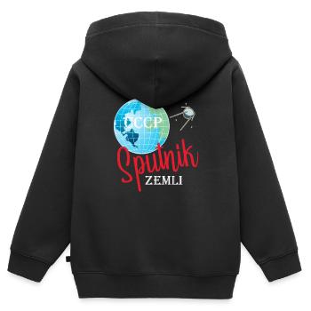Sputnik Weltraum Design - Kinder Premium Organic Zip Hoodie - Schwarz - Hinten - AI Model Kid Male (0cm)