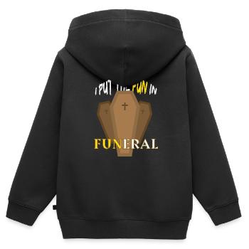 Lustiges Geschenk für Bestatter Bestattung und - Kinder Premium Organic Zip Hoodie - Schwarz - Hinten - AI Model Kid Male (0cm)