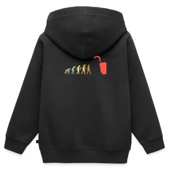 Saut vintage de falaise Evolution Idée cadeau - Sweat Premium à capuche zippé enfant bio - noir - Dos - AI Model Kid Male (0cm)