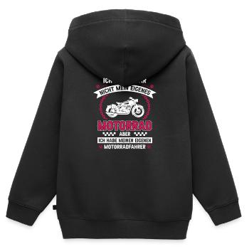 Ich habe zwar nicht mein eigenes Motorrad Bikerin - Kinder Premium Organic Zip Hoodie - Schwarz - Hinten - AI Model Kid Male (0cm)