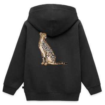 Gepard - Kinder Premium Organic Zip Hoodie - Schwarz - Hinten - AI Model Kid Male (0cm)