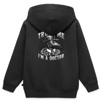 Pest docteur Pest Steampunk gothique cadeau - Sweat Premium à capuche zippé enfant bio - noir - Dos - AI Model Kid Male (0cm)