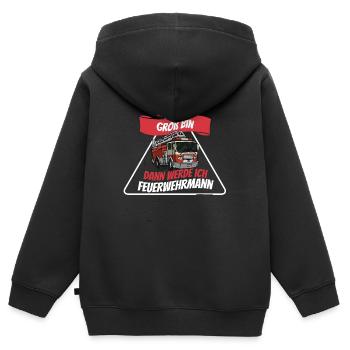 Feuerwehr Groß Kind Vater Sohn Geschenk - Kinder Premium Organic Zip Hoodie - Schwarz - Hinten - AI Model Kid Male (0cm)