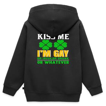 L’irlandais gay ou quoi de cadeau ? - Sweat Premium à capuche zippé enfant bio - noir - Dos - AI Model Kid Male (0cm)
