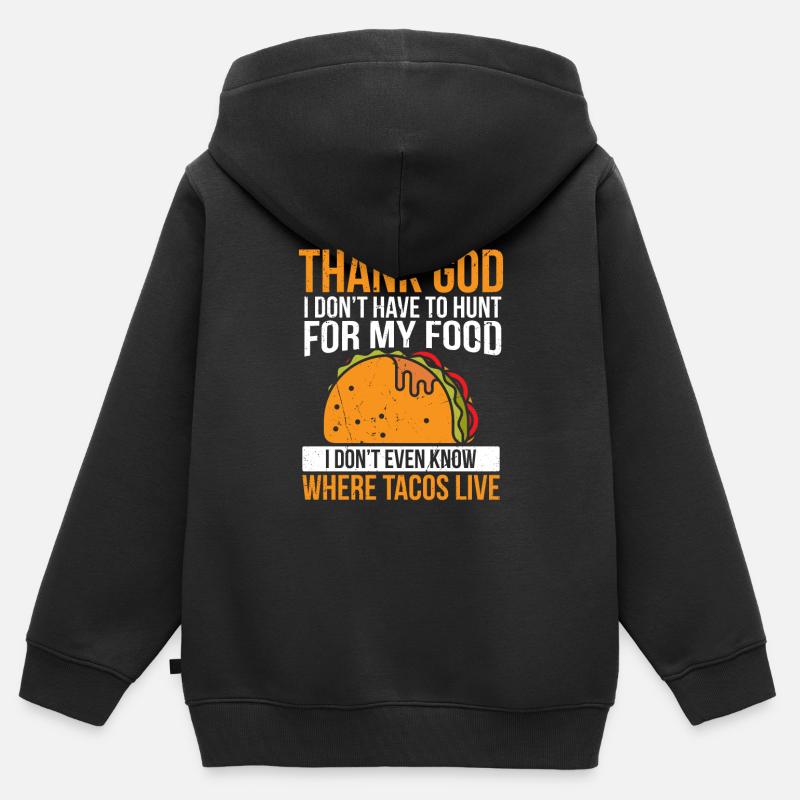 Tacos - Sweat Premium à capuche zippé enfant bio - noir