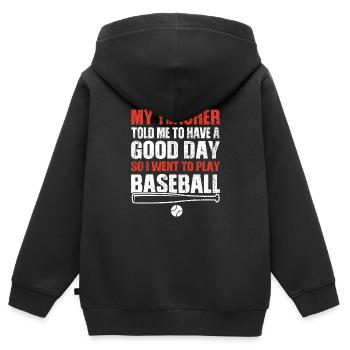 Baseball - Kinder Premium Organic Zip Hoodie - Schwarz - Hinten - AI Model Kid Male (0cm)