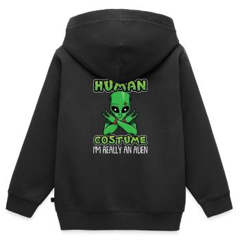 Dies Ist Mein Menschliches Kostüm - Kinder Premium Organic Zip Hoodie - Schwarz - Hinten - AI Model Kid Male (0cm)