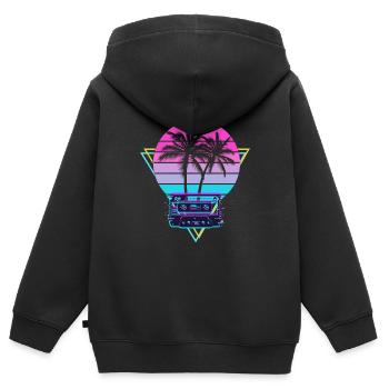 Vaporwave Aesthetic Wave - Sweat Premium à capuche zippé enfant bio - noir - Dos - AI Model Kid Male (0cm)