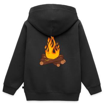 Feu de camp Feu Camping - Sweat Premium à capuche zippé enfant bio - noir - Dos - AI Model Kid Male (0cm)