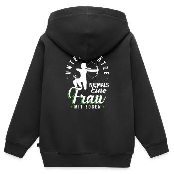 Bogenschießen - Kinder Premium Organic Zip Hoodie - Schwarz - Hinten - AI Model Kid Male (0cm)
