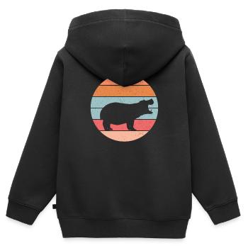 Nilpferd - Kinder Premium Organic Zip Hoodie - Schwarz - Hinten - AI Model Kid Male (0cm)