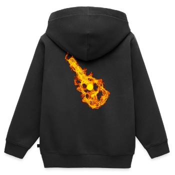 Akustische Gitarre In Flammen Gitarren Liebhaber - Kinder Premium Organic Zip Hoodie - Schwarz - Hinten - AI Model Kid Male (0cm)
