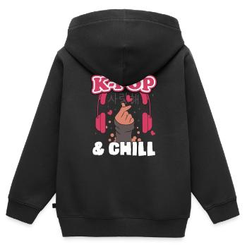 K-Pop K-drama Musique pop coréenne KPop Kdrama - Sweat Premium à capuche zippé enfant bio - noir - Dos - AI Model Kid Male (0cm)