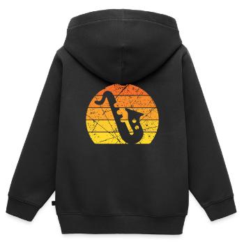 Blasmusik Saxophon - Kinder Premium Organic Zip Hoodie - Schwarz - Hinten - AI Model Kid Male (0cm)