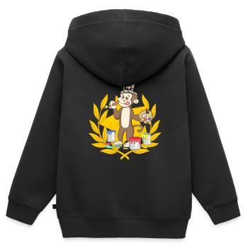 Künstler bunt Farbenfroh Kunstakademie - Kinder Premium Organic Zip Hoodie - Schwarz - Hinten - AI Model Kid Male (0cm)