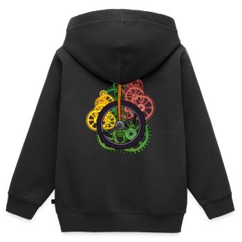 Machine monocycle technique Roue Roue Vélo - Sweat Premium à capuche zippé enfant bio - noir - Dos - AI Model Kid Male (0cm)