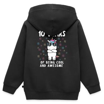 10e anniversaire 10 ans de licorne cool - Sweat Premium à capuche zippé enfant bio - noir - Dos - AI Model Kid Male (0cm)