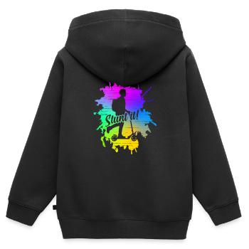 Stunt Scooter vintage retro Stunt It Gifts - Sweat Premium à capuche zippé enfant bio - noir - Dos - AI Model Kid Male (0cm)