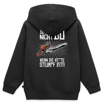 Du bist nicht Du wenn die Kette stumpf ist - Kinder Premium Organic Zip Hoodie - Schwarz - Hinten - AI Model Kid Male (0cm)