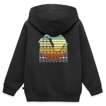 Montagnes russes - Sweat Premium à capuche zippé enfant bio - noir - Dos - AI Model Kid Male (0cm)