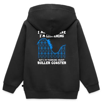Montagnes russes - Sweat Premium à capuche zippé enfant bio - noir - Dos - AI Model Kid Male (0cm)