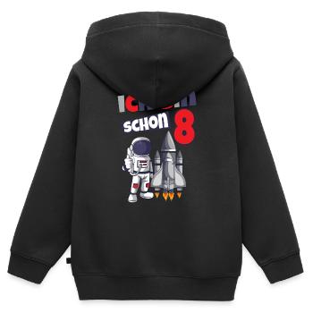 8ème anniversaire astronaute 8 ans de l’espace - Sweat Premium à capuche zippé enfant bio - noir - Dos - AI Model Kid Male (0cm)