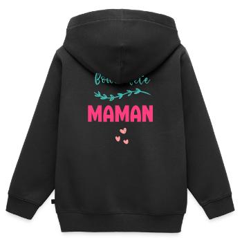 Bonne fête maman - Sweat Premium à capuche zippé enfant bio - noir - Dos - AI Model Kid Male (0cm)