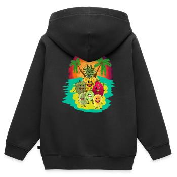 Frucht Südfrucht Südsee Früchte Fantasy Vitamine - Kinder Premium Organic Zip Hoodie - Schwarz - Hinten - AI Model Kid Male (0cm)