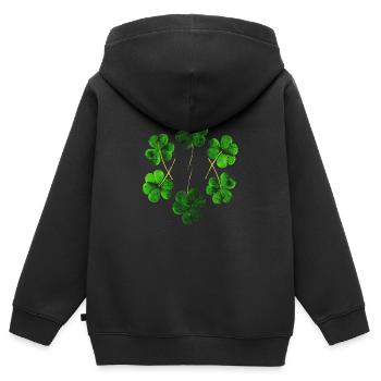 St.Patricks Day Trèfle shamrock Irlande - Sweat Premium à capuche zippé enfant bio - noir - Dos - AI Model Kid Male (0cm)