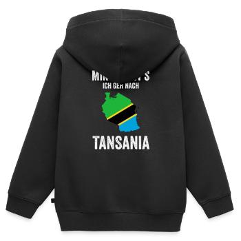 Tansania Tanzania Karte Auswandern Geschenk - Kinder Premium Organic Zip Hoodie - Schwarz - Hinten - AI Model Kid Male (0cm)