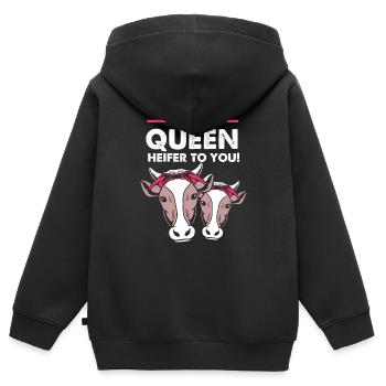 Kuh Schädel Kühe Kuhglocke Freundin Königin - Kinder Premium Organic Zip Hoodie - Schwarz - Hinten - AI Model Kid Male (0cm)