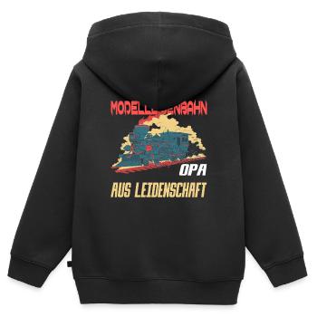 Modelleisenbahner- Opa Modelleisenbahn - Kinder Premium Organic Zip Hoodie - Schwarz - Hinten - AI Model Kid Male (0cm)
