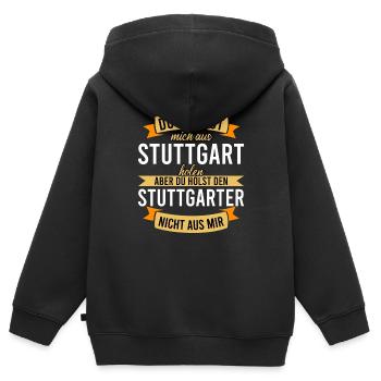 Stuttgart Stuttgarter aus mir Spruch - Kinder Premium Organic Zip Hoodie - Schwarz - Hinten - AI Model Kid Male (0cm)