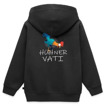 Hühner Vati Huhn - Kinder Premium Organic Zip Hoodie - Schwarz - Hinten - AI Model Kid Male (0cm)