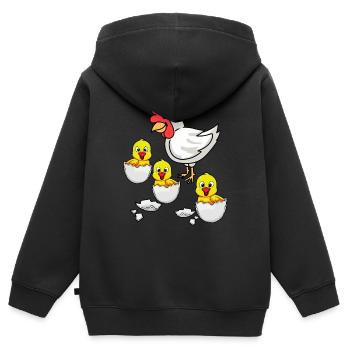 Eierschale Küken Huhn Hühner Ostern Henne Ei - Kinder Premium Organic Zip Hoodie - Schwarz - Hinten - AI Model Kid Male (0cm)
