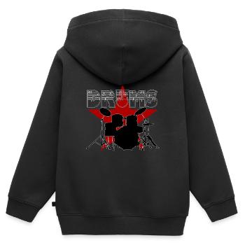 Drummer - Drums - Schlagzeug - Kinder Premium Organic Zip Hoodie - Schwarz - Hinten - AI Model Kid Male (0cm)