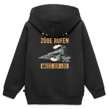 Zug Modelleisenbahn Eisenbahner - Kinder Premium Organic Zip Hoodie - Schwarz - Hinten - AI Model Kid Male (0cm)