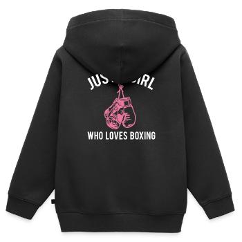 Boxe Boxer Gants De Boxe Filles Cadeau - Sweat Premium à capuche zippé enfant bio - noir - Dos - AI Model Kid Male (0cm)