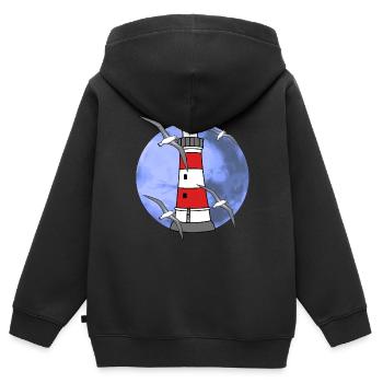 Norddeutschland Leuchtturm Nautik Maritim Möwe - Kinder Premium Organic Zip Hoodie - Schwarz - Hinten - AI Model Kid Male (0cm)
