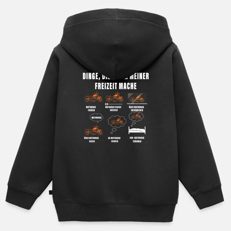 Dinge, die ich in meiner Freizeit mache Motorrad - Kinder Premium Organic Zip Hoodie - Schwarz