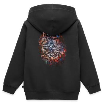 Fingerprint Universe - Kids Premium Organic Zip-up Hoodie - black - Back - AI Model Kid Male (0cm)