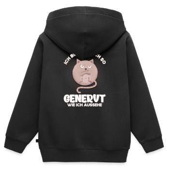 Genervt Katze Grumpy Geschenk - Kinder Premium Organic Zip Hoodie - Schwarz - Hinten - AI Model Kid Male (0cm)