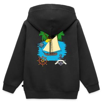 Segelboot Seefahrt Karibik Südsee Seemann segeln - Kinder Premium Organic Zip Hoodie - Schwarz - Hinten - AI Model Kid Male (0cm)