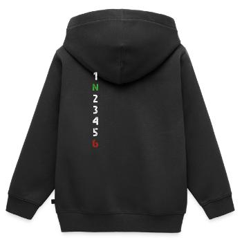1n23456 Motorrad Gangschaltung Motorradfahrer - Kinder Premium Organic Zip Hoodie - Schwarz - Hinten - AI Model Kid Male (0cm)