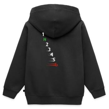 1n23456 Motorrad Gangschaltung Motorradfahrer - Kinder Premium Organic Zip Hoodie - Schwarz - Hinten - AI Model Kid Male (0cm)