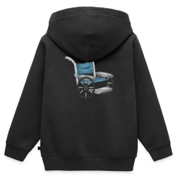 Rollstuhl - Kinder Premium Organic Zip Hoodie - Schwarz - Hinten - AI Model Kid Male (0cm)